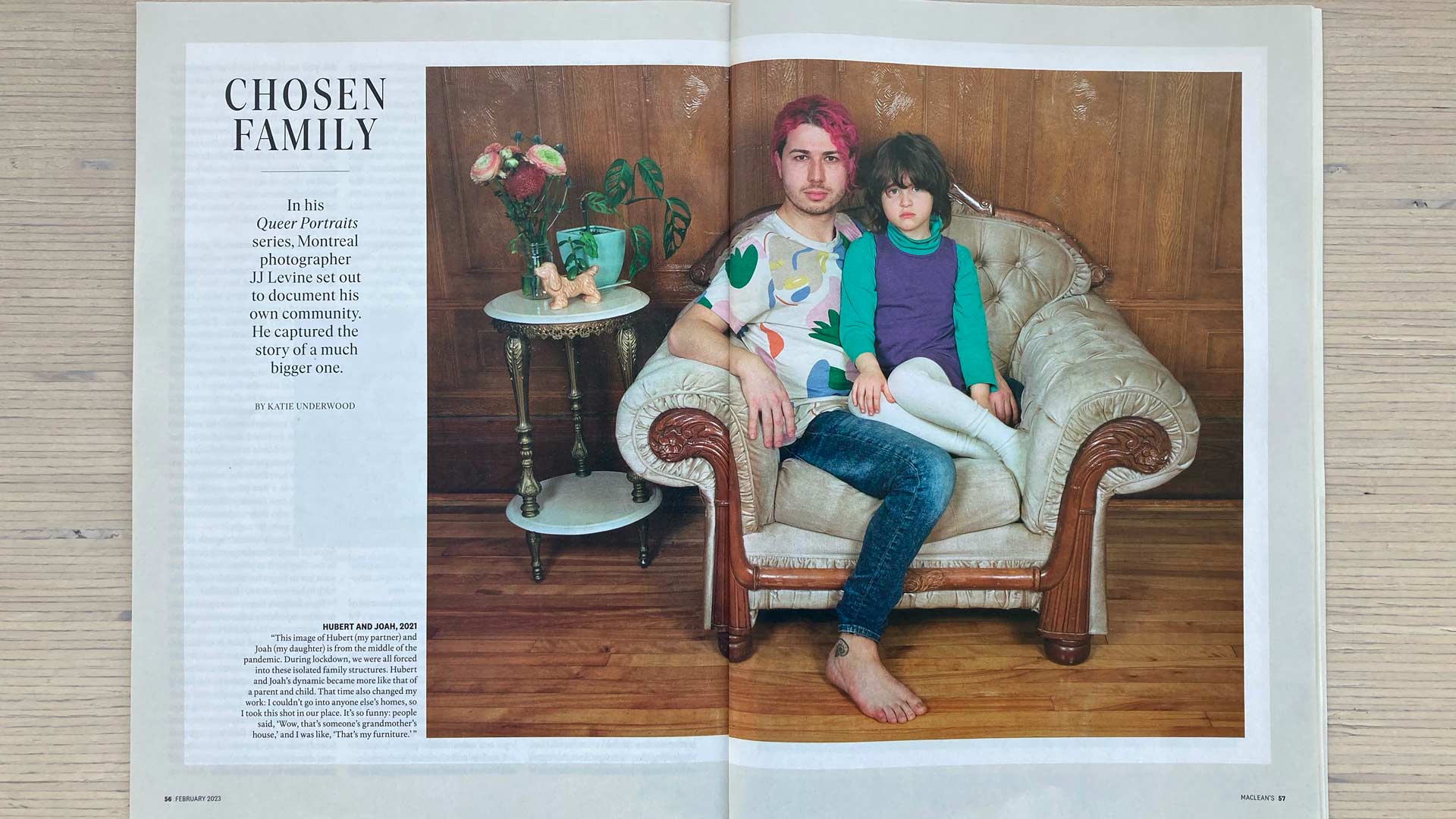 JJ Levine’s ‘Queer Portraits’ series featured in the February 2023 issue of Maclean’s magazine